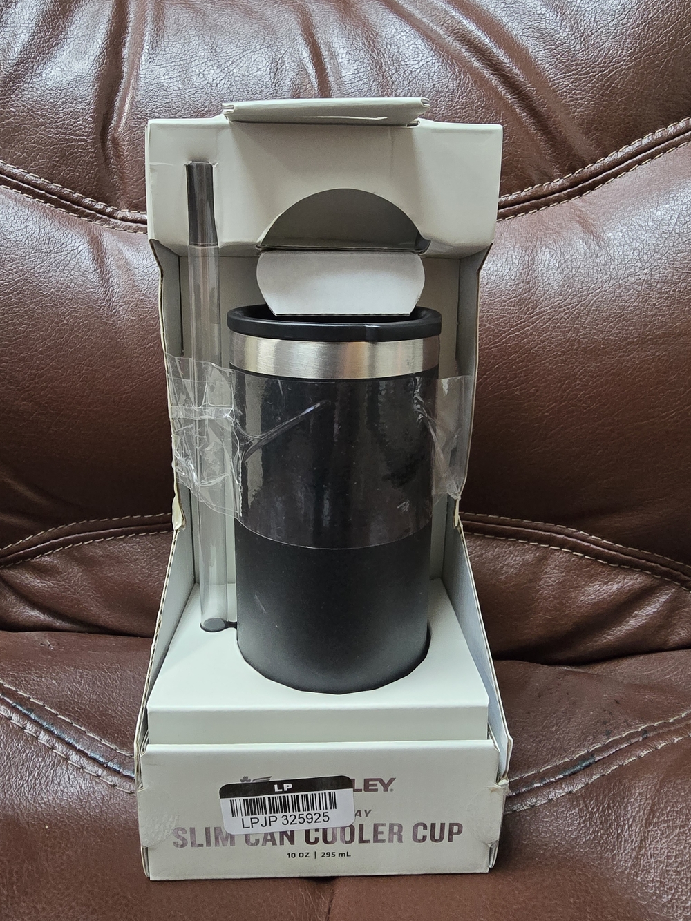 Stanley White Slim Can Cooler Cup with Clear Lid